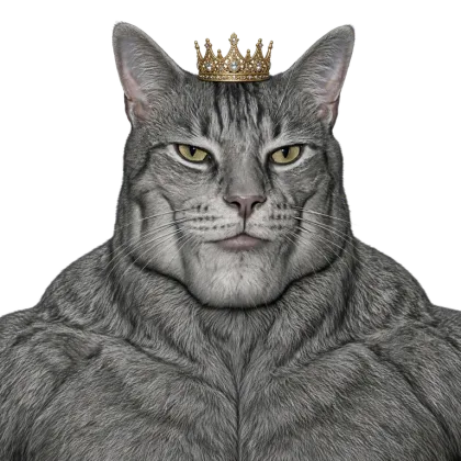 pepcat wearing a tiny crown